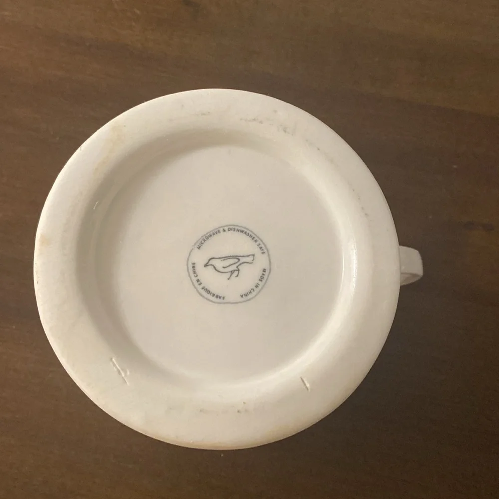 Anthropologie Cream Black Monogram Initial ‘A’ Wide Base Wide Mouth Coffee Mug - Picture 3 of 3